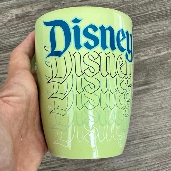 Disney Disneyland Resort Vintage Retro Style Logo Coffee Tea Mug Cup Green - Picture 1 of 5